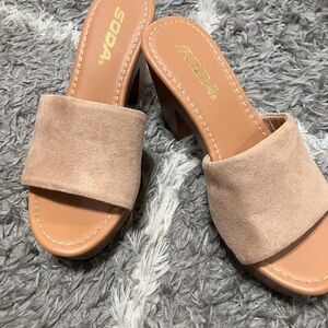 Soda Women's Beige Suede Mules